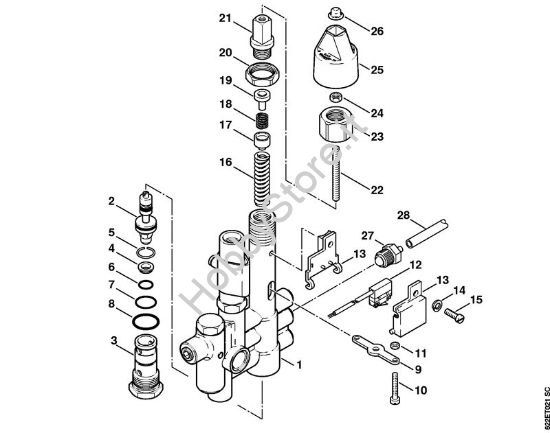 Unità  regolatrice di sicurezza, Pistoncino di comando Idropulitrice elettrica (RE) RE 550 W della marca STIHL